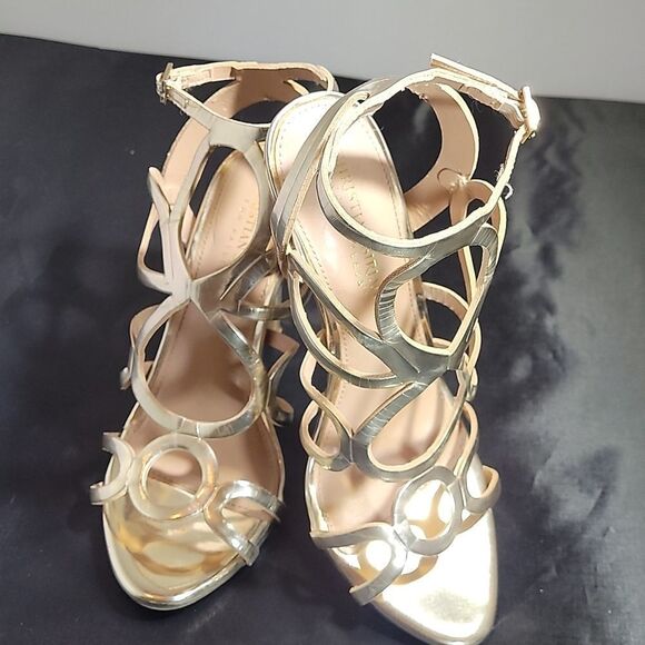 CHRISTIAN SIRIANO GOLD HIGH HEEL STILETTOS PUM SANDAL - Picture 3 of 15